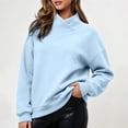 thumbnail image 2 of HNMKIU Women's Solid Cross Wrap Neck Sweatshirt Long Sleeve Oversized Relaxed Pullover Basic Casual Loungewear Tops for Fall Winter Daily Wear Sky Blue,XXL, 2 of 4