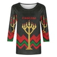 thumbnail image 5 of QUNYINEY Kwanzaa Women Tshirts 3/4 Sleeve Crew Neck Tops Pullover Loose Fit Holiday Graphic Tees, 5 of 5