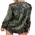 thumbnail image 2 of Chemise Tendance pour Femmes, Col Léopard, Manches Longues, Boutonnée, Blouse Ample, 2 of 5