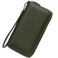 thumbnail image 1 of Cartera Bveyzi de piel con bloqueo RFID para mujer, color verde oliva, 1 of 5