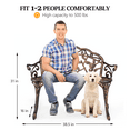 thumbnail image 6 of VINGLI 38.5" Patio Park Garden Outdoor Metal Rose Bench,Cast Iron Cast Aluminium Frame Antique Finish Chair,Accented Lawn Front Porch Path Yard Decor Deck Furniture for 2 Person SeatBronze, 6 of 9