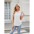 thumbnail image 3 of Womens Summer Tops Spring Shirts Trendy Vacation Outfits Short Sleeve Business Tshirts Fashion Casual Blouses Beige M, 3 of 8