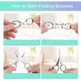 thumbnail image 6 of MOAMUN 4Pcs Mini Folding Scissors, Portable Stainless Steel Travel Small Scissors, Safety Foldable Pocket Badge Scissors All Purpose with 4 Keychains for Nurse Accessories, Office, Craft, Sewing, 6 of 7