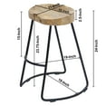 thumbnail image 5 of The Urban Port Ela 30 Inch Mango Wood Industrial Barstool, Saddle Seat, Iron Frame, Set of 2, Brown, Black-No of Pieces:2 Piece,Size:24 inch, 5 of 7