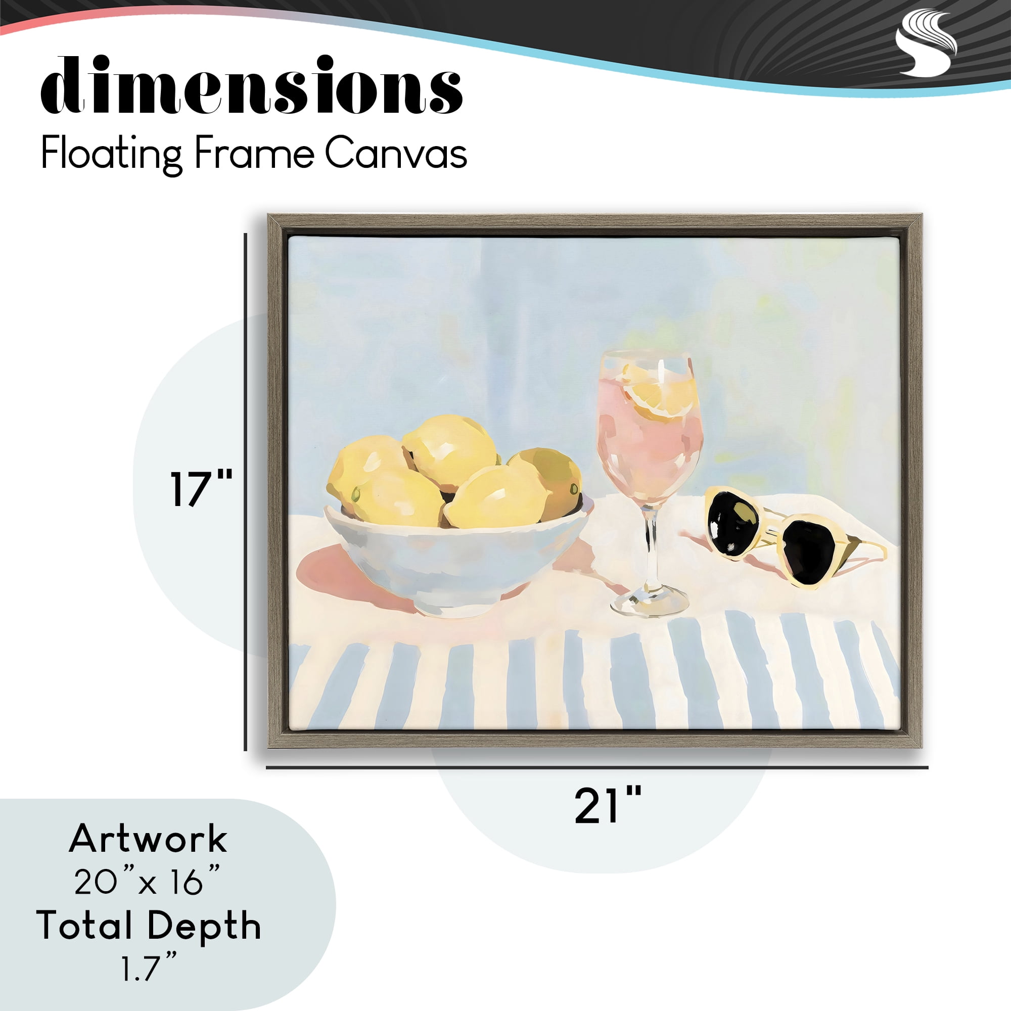Stupell Industries Aperol & Summer Lemons Brown Framed Floater Canvas Wall Art, design by Sisi and Seb