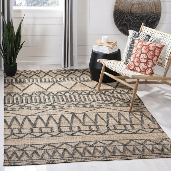 SAFAVIEH Kilim Merton Geometric Area Rug, Natural/Charcoal, 8' x 10'