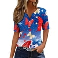 thumbnail image 2 of Lorytime 14th of July Shirts Women Red White and Blue Outfits Patriotic Graphic Clothes V Neck Independence Day Wear, 2 of 8