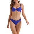 thumbnail image 1 of INSPIRAR CHIC Bañador de Mujer Push Up con Aros Top Fruncido 2 Piezas Parte Inferior de Corte Alto Bikini Set Bañador Talla X-Large Azul Marino, 1 of 5