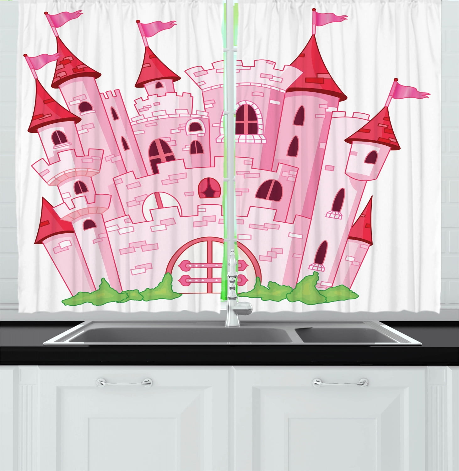 Fantasy Curtains 2 Panels Set Princess Castle Cute Fairy
