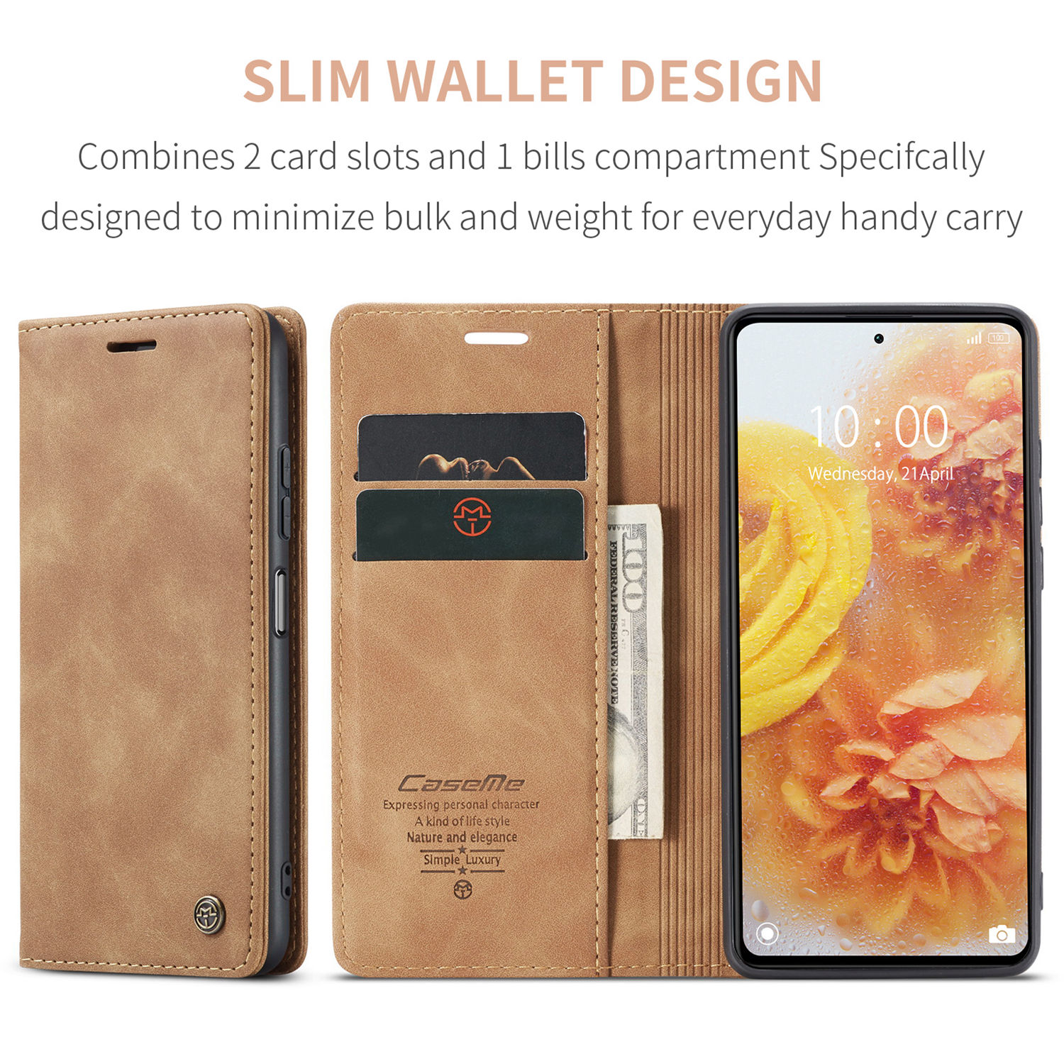 ETFAST Leather Wallet With Card Holder Zipper Phone Case For Xiaomi Poco X5 Pro High Quality Leather Phone Case
