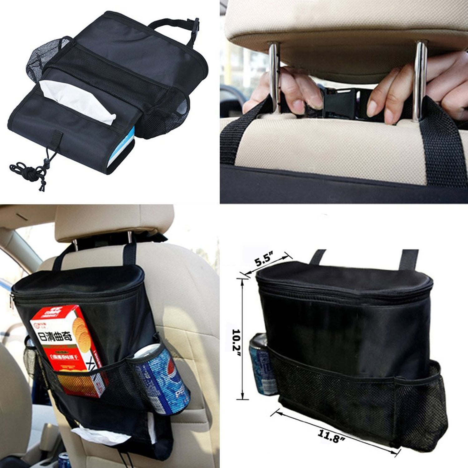 FrontTech Car Seat Back Organizer with Tablet Holder and Multi Storage Pockets 
