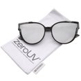 thumbnail image 1 of zeroUV - Women's Metal Frame Colored Mirror Flat Lens Cat Eye Sunglasses 56mm - 56mm, 1 of 5