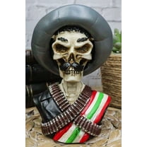 Day of The Dead Skeleton Emiliano Zapata Salazar Patriotic Bust Figurine Skull