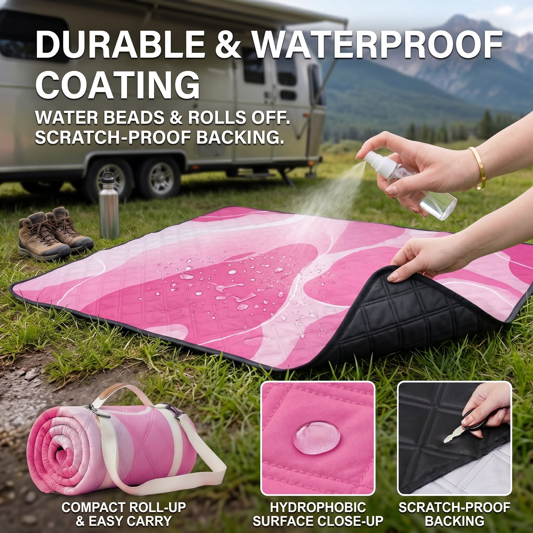 Waterproof Picnic Blanket Outdoor Camping Beach Mat Extra Large Foldable Car Essential Roadtrip Gadget Rv Accessories Glamping Tent Gear Must Haves Hiking Stuff Backpacking Necessities Gift