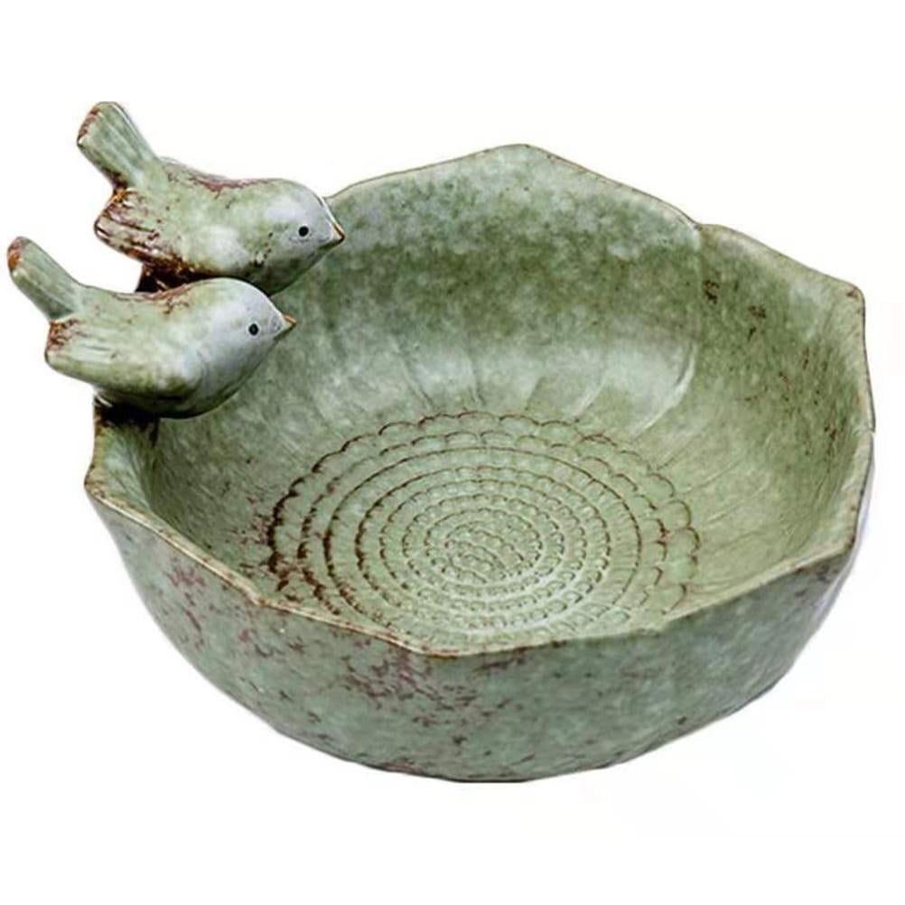 Bird Bath Feeder Bowl Ceramic Water Feeding Station Garden Decoration