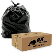 Ox Plastics Trash Can Liners Bags - 42 Gallon Capacity & 3mil Thick Extra Heavy Duty Strength - Large Garbage, Leak-Proof & Durable, House & Commercial Use Bags Black 37 X 43 (25 Bags)