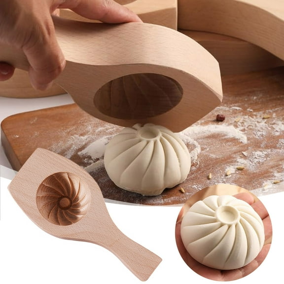 Solid Wood Steamed Bun Maker Traditional Baozi Dumpling Dough Shaping Tool Multifunctional Household Baking Utensil
