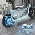 thumbnail image 4 of Caroma Peak 819W&nbsp;Electric Scooter With Seat, 500Wh Battery up to 30Miles&20MPH, 12" Pneumatic Tire, Foldable Adult Electric Scooter with Basket & Height Adjustable Seat(Blue), 4 of 8