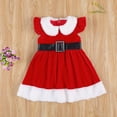 thumbnail image 3 of Douhoow Toddler Girl Christmas Dress Winter Red Velvet Knee Length A-Line Dress, 3 of 8