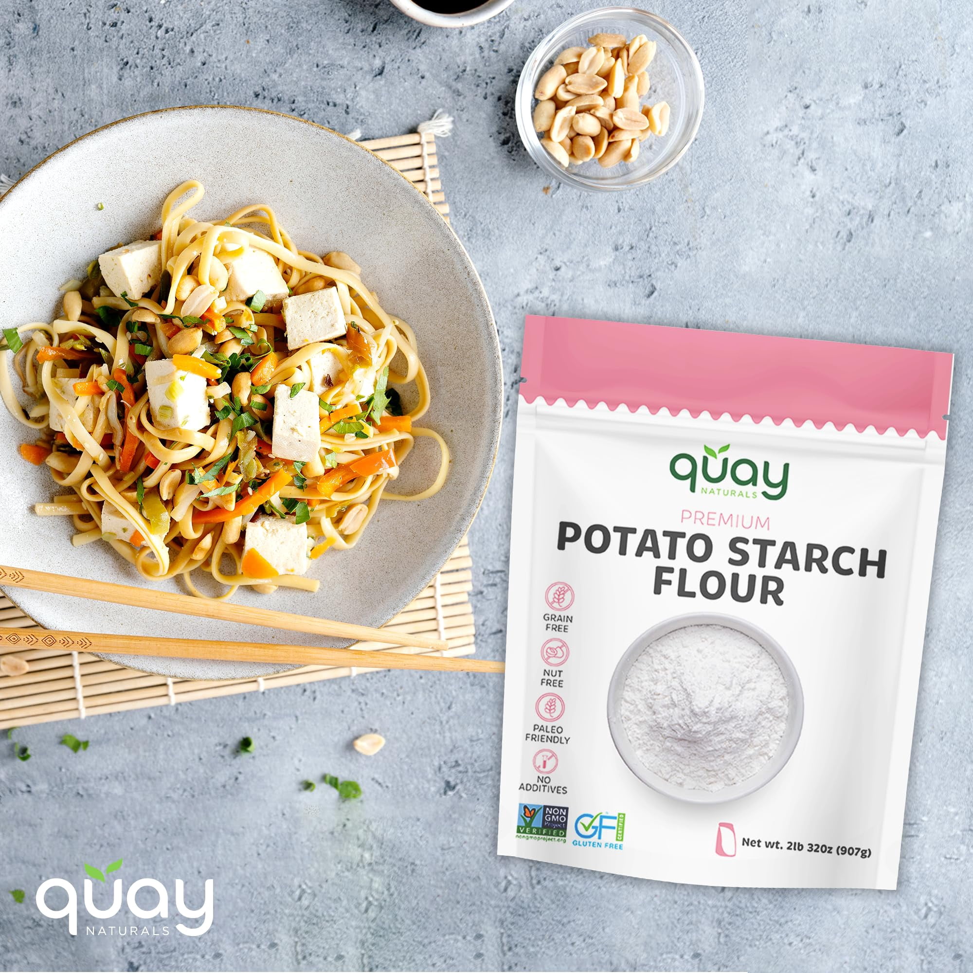 Quay Naturals Organic Potato Starch, Unmodified, 2lb, Gluten Free, Non-GMO, Plant-Based