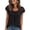 Black #055, variant on Womens Lace Tops Pleated Short Sleeve Shirts Summer Business Casual Dressy Blouses Mint Green M