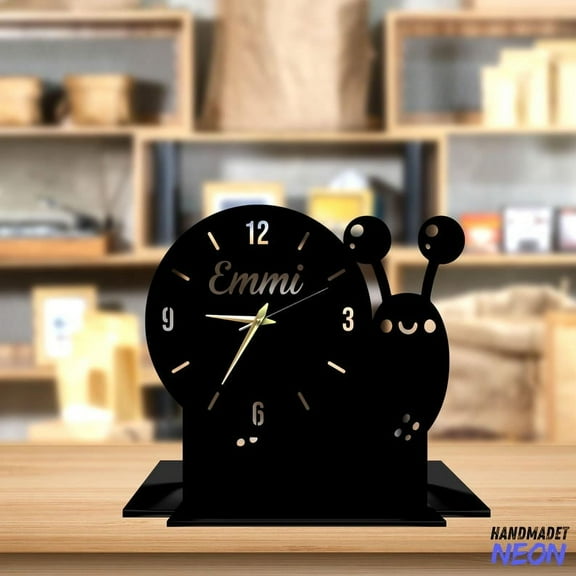 Handmadetneonsign Snail Tabletop Metal Clock, Snail Desktop Clock, Gift For Baby Nursery Decor 93304