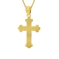 thumbnail image 4 of Precious Stars Jewelry 14k Two-tone Gold Jesus Crucifix Cross Pendant with 1-mm Box Chain (16-inch), 4 of 7