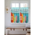 thumbnail image 6 of Kitchen Curtains 54 Inches length, Surfboard Window Treatment Curtain Drapes, Summer Starfish Palm Leaf Wood Grain Blue Decorative Window Curtains for Bedroom Cafe, 52"x54", 2 Panels, 6 of 7