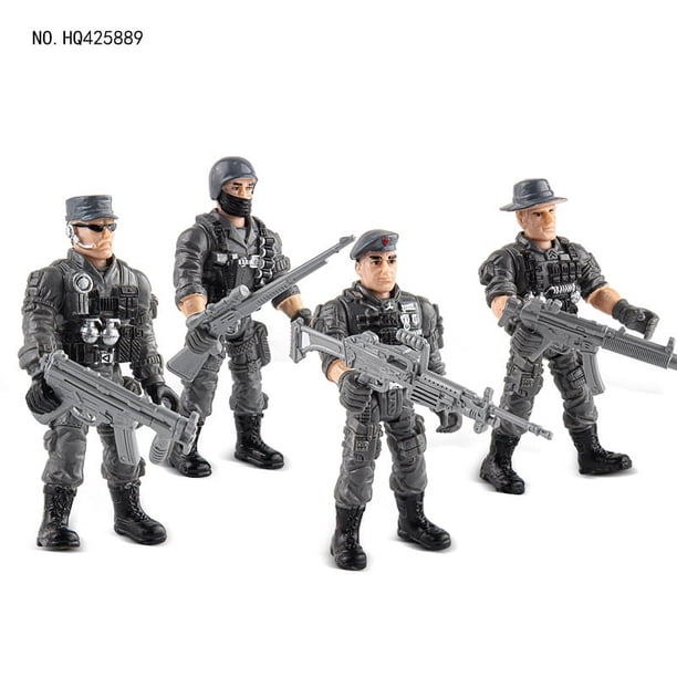 4 piezas de juguete de soldado grande del Cuerpo de Marines, modelo de simulación, figura militar de soldado pequeño, juguetes para niños, gris