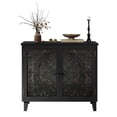thumbnail image 3 of DWVO 2 Door Accent Sideboard Buffet Storage Cabinet, 27.6"H Vintage Console Table with Adjustable Shelf and Solid Wood Legs, Black, 3 of 7
