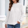 thumbnail image 2 of tklpehg Womens Tops Lightweight Loose Fit Blouse Ladies Tops Crewneck Classic Solid Colors Comfortable Long Sleeve Shirts Casual Tee Shirt White M, 2 of 7