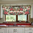thumbnail image 3 of Yayeee Kitchen Curtains Tier Set of 2 Light Filtering 57"x24" Over Sink Window Panels, Red Christmas Poinsettia, 3 of 7