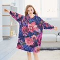 thumbnail image 5 of FORMRS Wearable Blanket Hoodie with Sleeves for Kids Cozy Flannel Sweatshirt, Vibrant Art Flowers, 5 of 7