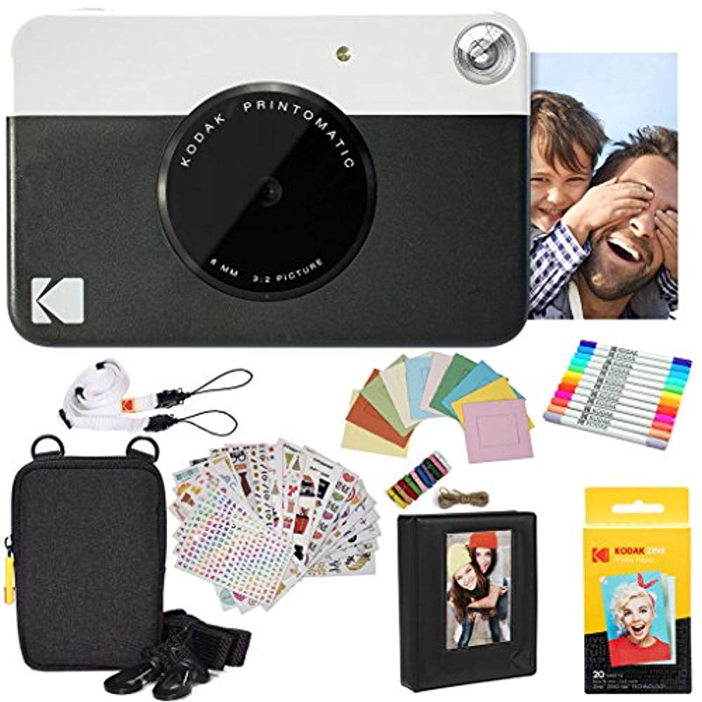Kodak Printomatic Instant Camera (Black) Gift Bundle + Zink Paper (20