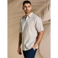 thumbnail image 2 of Cafe Luna Men's and Big Men's Short Sleeve Linen-Cotton Tuck Panel Woven Shirt, Sizes S-5XL, 2 of 7