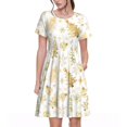 thumbnail image 1 of Balery Gold Christmas Tree Vestidos sueltos de manga corta para mujer, vestidos de verano 2025, vestidos casuales de corte A con vuelo., 1 of 6