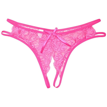 Women S Crotchless Panties 1 Piece Hot Pink Lace Underwear Seamless Thong Underwear for Women Women S Exotic Panties One Size