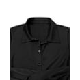 thumbnail image 5 of Women's Button Down Belted Midi Shirt Dress with Pockets Short Sleeve Silhouette Classic Black 95% Polyester 5% Spandex, 5 of 8