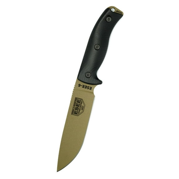 ESEE Knives ESEE-6 3D Fixed Blade Knife 6.5" Drop Point 1095 Dark Earth Blade G-10 Handle Black