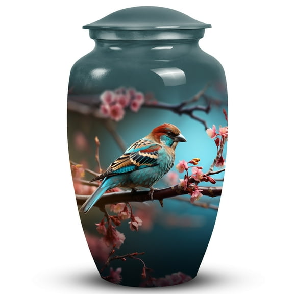 Pink Flower with Bird Urns For Human Ashes Adult Female & Male - Large Urns For Human Ashes Adult Women & Men - Decorative Cremation Urns - Memorial Funeral Urn (Size -10Inch)