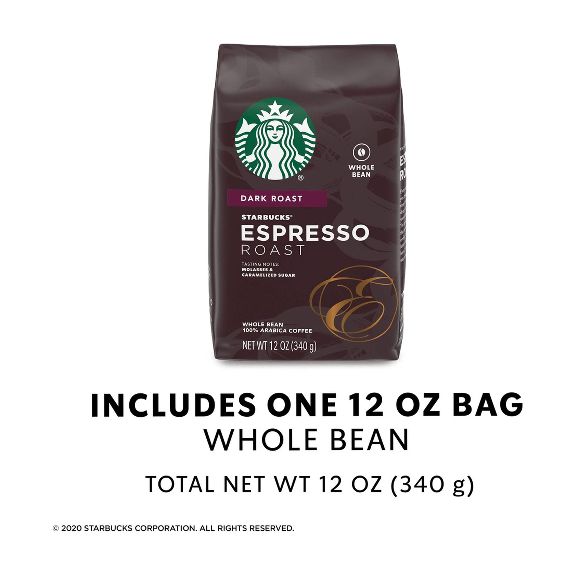 Starbucks Espresso Roast Dark Roast Whole Bean Coffee 12 oz (Pack of 60)