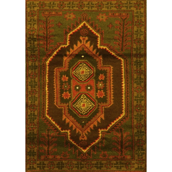 Ahgly Company Indoor Rectangle Persian Yellow Traditional Area Rugs, 5' x 7'