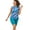 Teal Painterly Stripes, variant on Swim 365 Women's Plus Size Chlorine Resistant Swim Tank Coverup With Side Ties