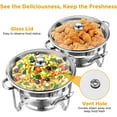 thumbnail image 3 of WARMOUNTS Chafing Dish Buffet Set 2 Pack, 5QT Round Chafing Dishes for Buffet with Glass Lid & Lid Holder, Stainless Steel Chafers for Catering, Parties, Events, Wedding, Camping, Dinner, 3 of 7