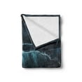 thumbnail image 2 of Night Ocean Soft Flannel Fleece Throw Blanket, Woman Stands Alone Gothic Tidal Wave by the Beach Print, Cozy Plush for Indoor and Outdoor Use, 50" x 70", Taupe Cadet Blue, by Ambesonne, 2 of 5
