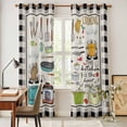 thumbnail image 5 of Kitchen Curtains 84 Inch Length 2 Panels, Kitchenware Gnomes Grommets Window Treatment Curtain, Kitchen Cooking Tool Retro Plaid Thermal Curtains Drapes for Living Room/Bathroom, 5 of 9