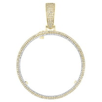 10K Yellow Gold Diamond Men's Tiered Double Circle Coin Mounting Pendant 0.85 CT