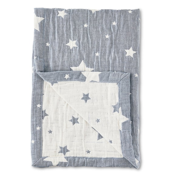 Parent's Choice Woven Baby Blanket, 100% Cotton, Soft & Cozy, Blue Star, 30" x 40"