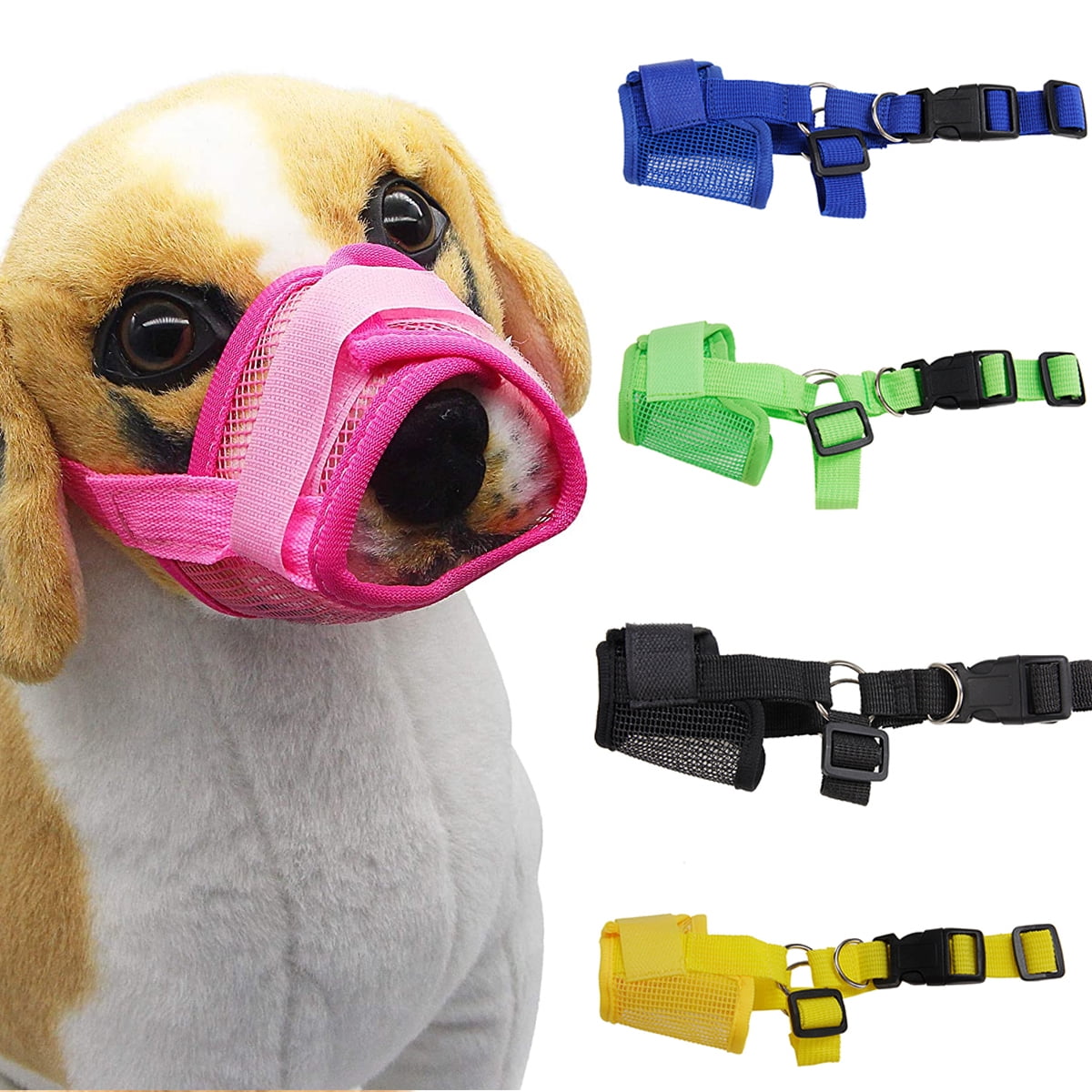 Visland Nylon Mesh Breathable Dog Mouth Cover, Dog Muzzle with