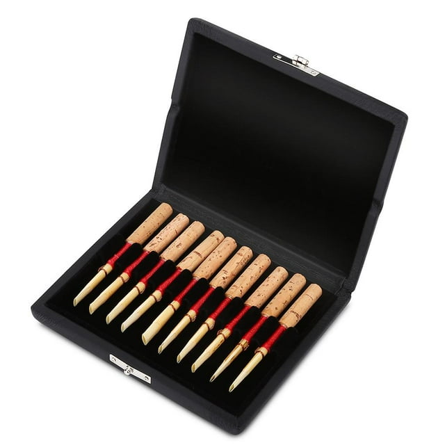 Greensen Wooden + PU Leather Cover Reed Case Holder Storage Box for 10/12/20pcs Oboe Reeds, Wooden Oboe Reeds Case, Oboe Reed Case